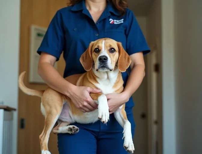 Technician respectfully transporting a deceased dog in Lara